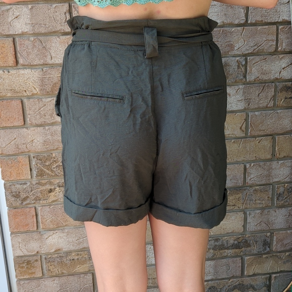 Women's Paperbag Waist Hunter Green Shorts - Picture 9 of 9